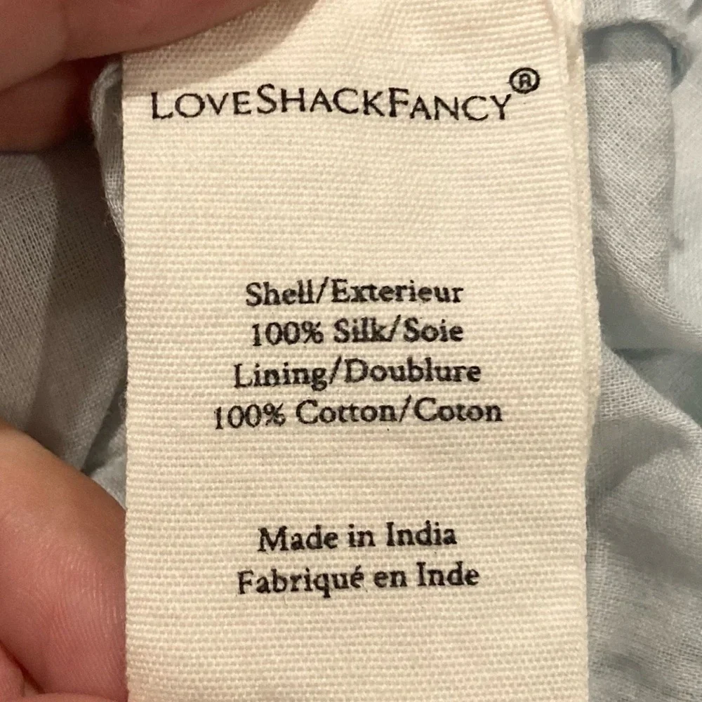 LoveShackFancy Tula silk patchwork midi dress with puff sleeve, lace trim. Sz 0 - Picture 9 of 9